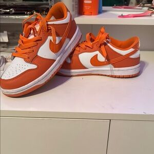 Nike Women's dunks orange and White
